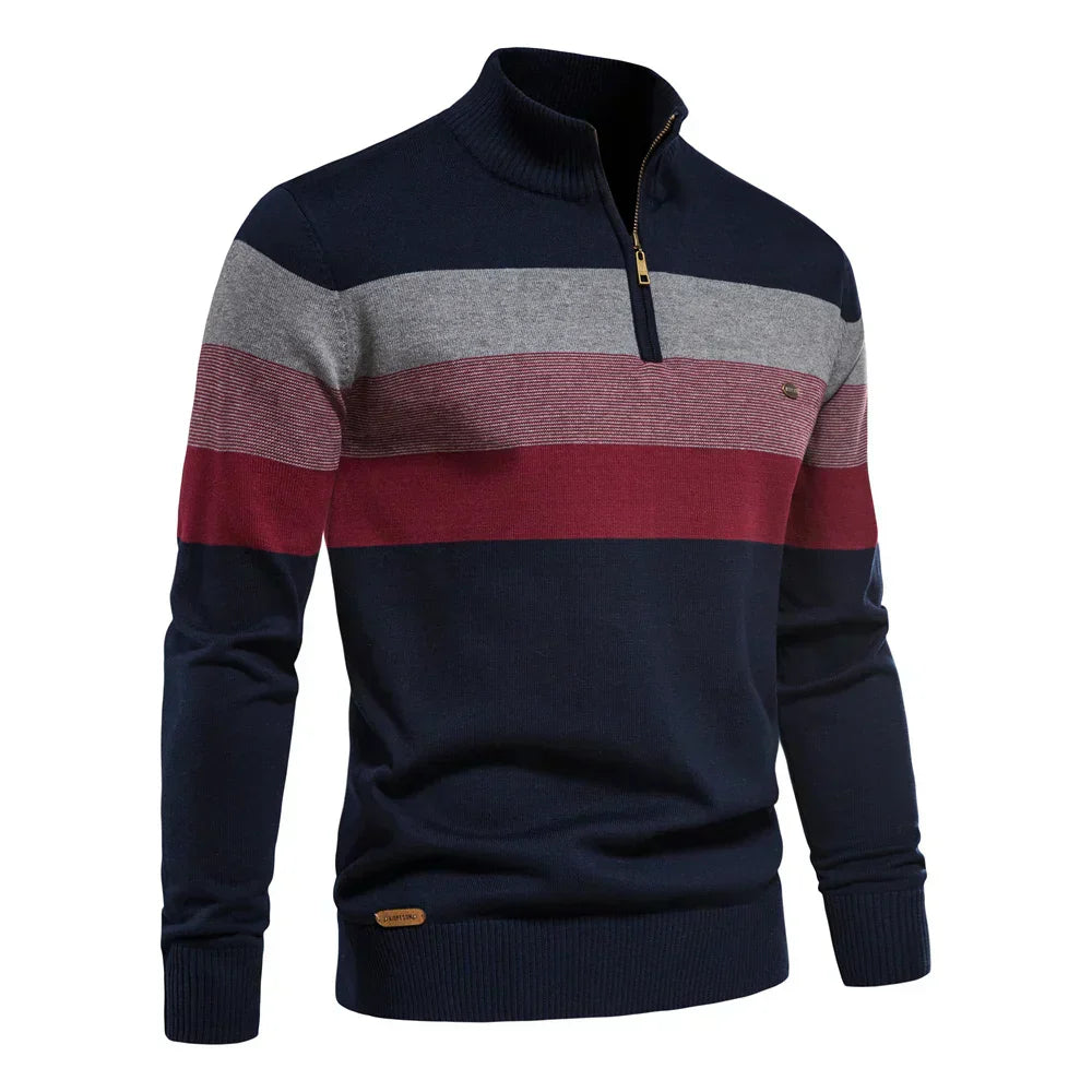 Alastair - Quarter-Zip Striped Knit