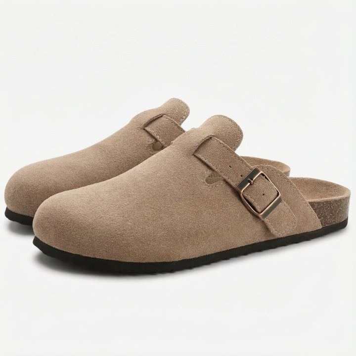Grant - Suede Buckle Clogs