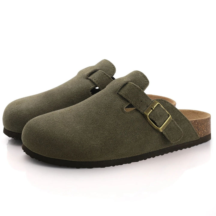 Grant - Suede Buckle Clogs
