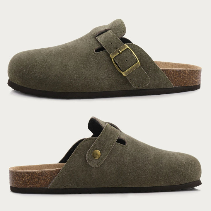Grant - Suede Buckle Clogs