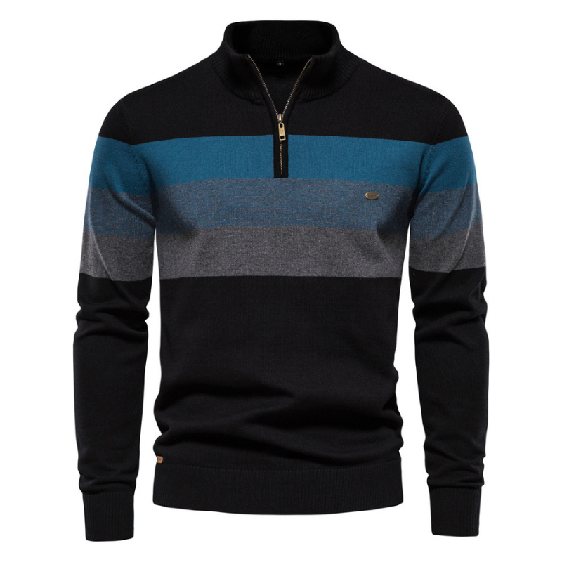 Alastair - Quarter-Zip Striped Knit
