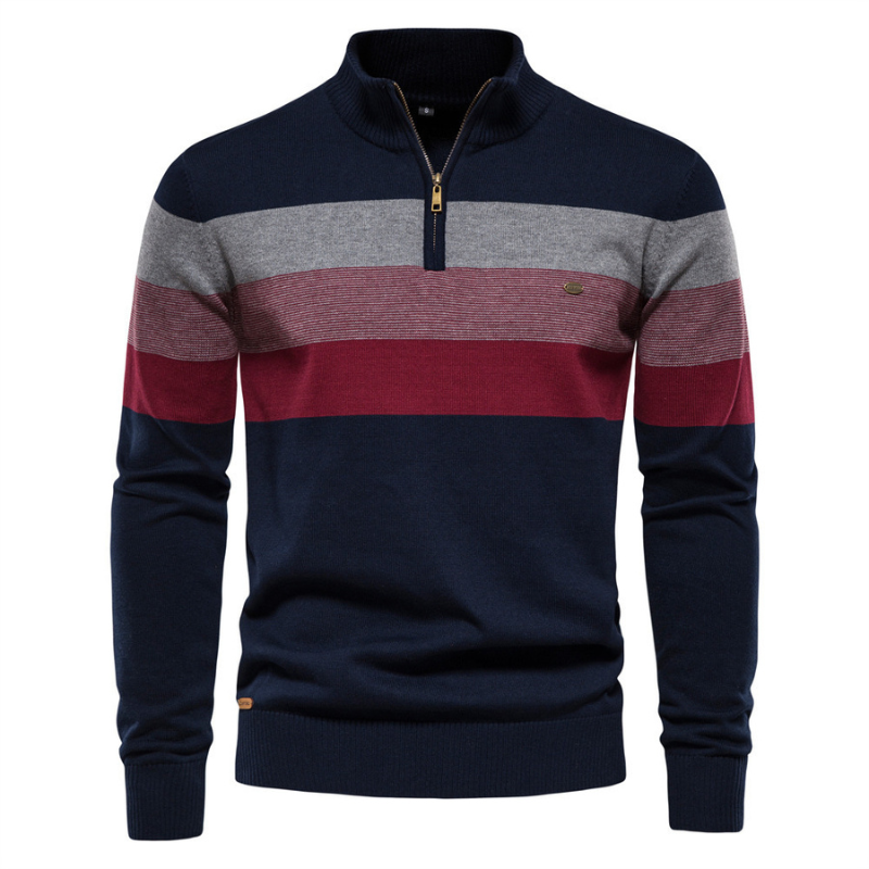 Alastair - Quarter-Zip Striped Knit