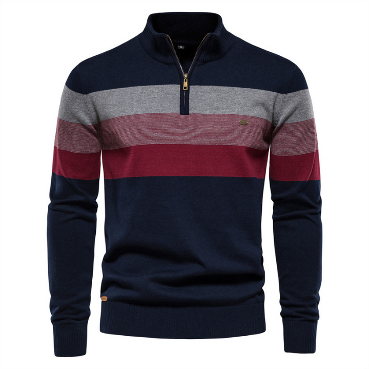 Alastair - Quarter-Zip Striped Knit